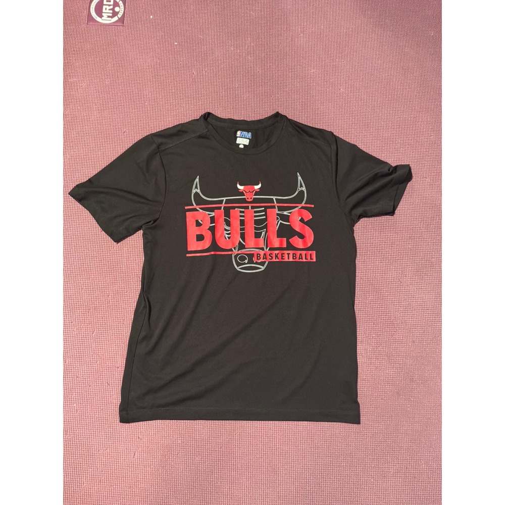 NBA Chicago Bulls Basketball T-Shirt Black Mens Medium TX3 COOL 2FSA